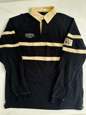 Guinness Black and Cream Rugby Shirt XXL
